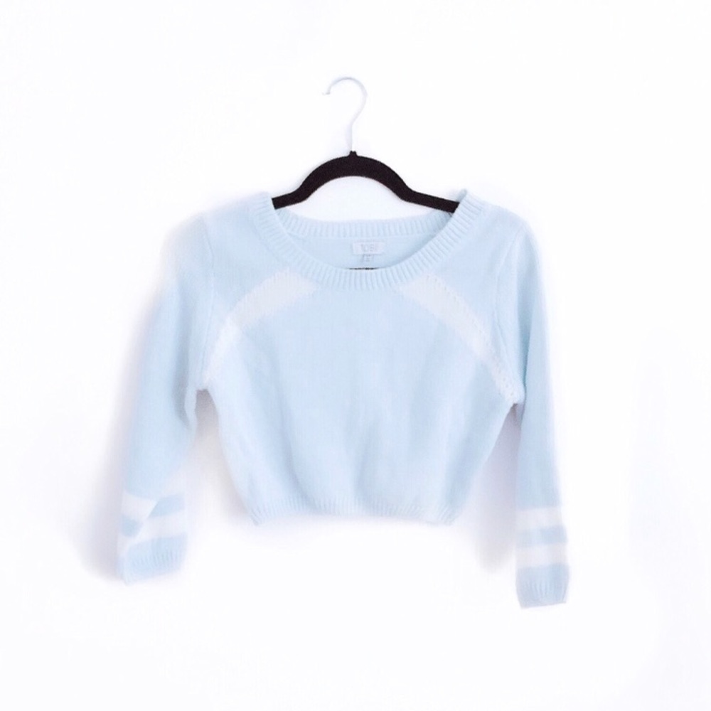 gabi demartino tobi pastel blue cropped sweater